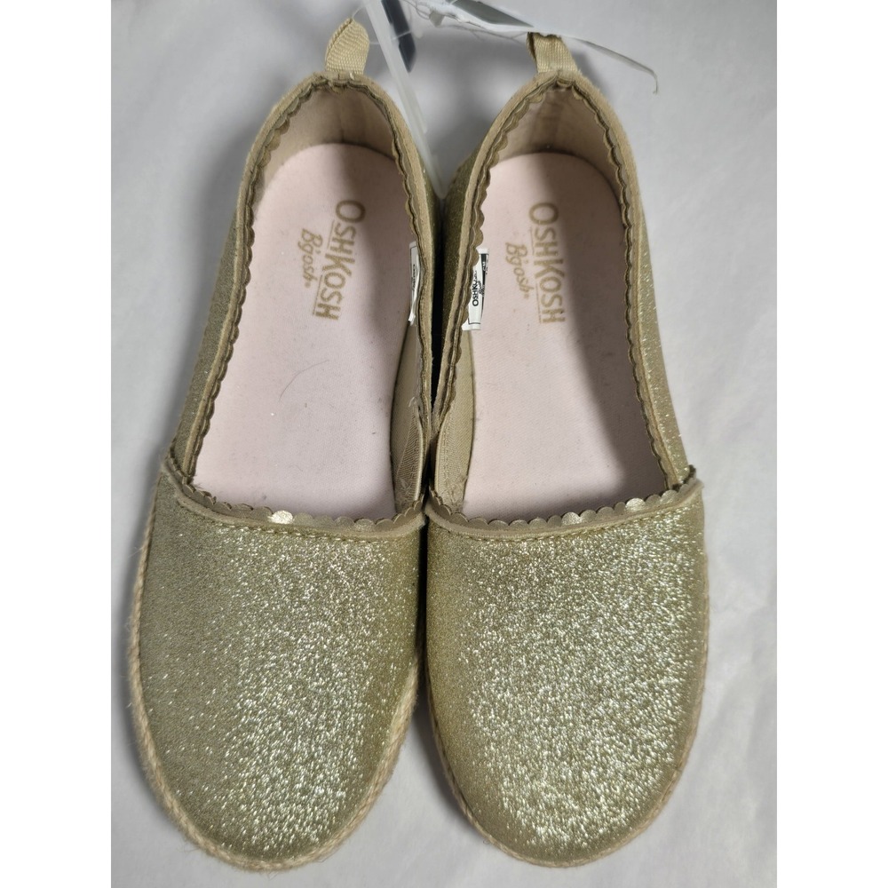 Osh Kosh B'gosh Belle Gold Glitter Sparkle Slip On Espadrille Shoes Adorable 1